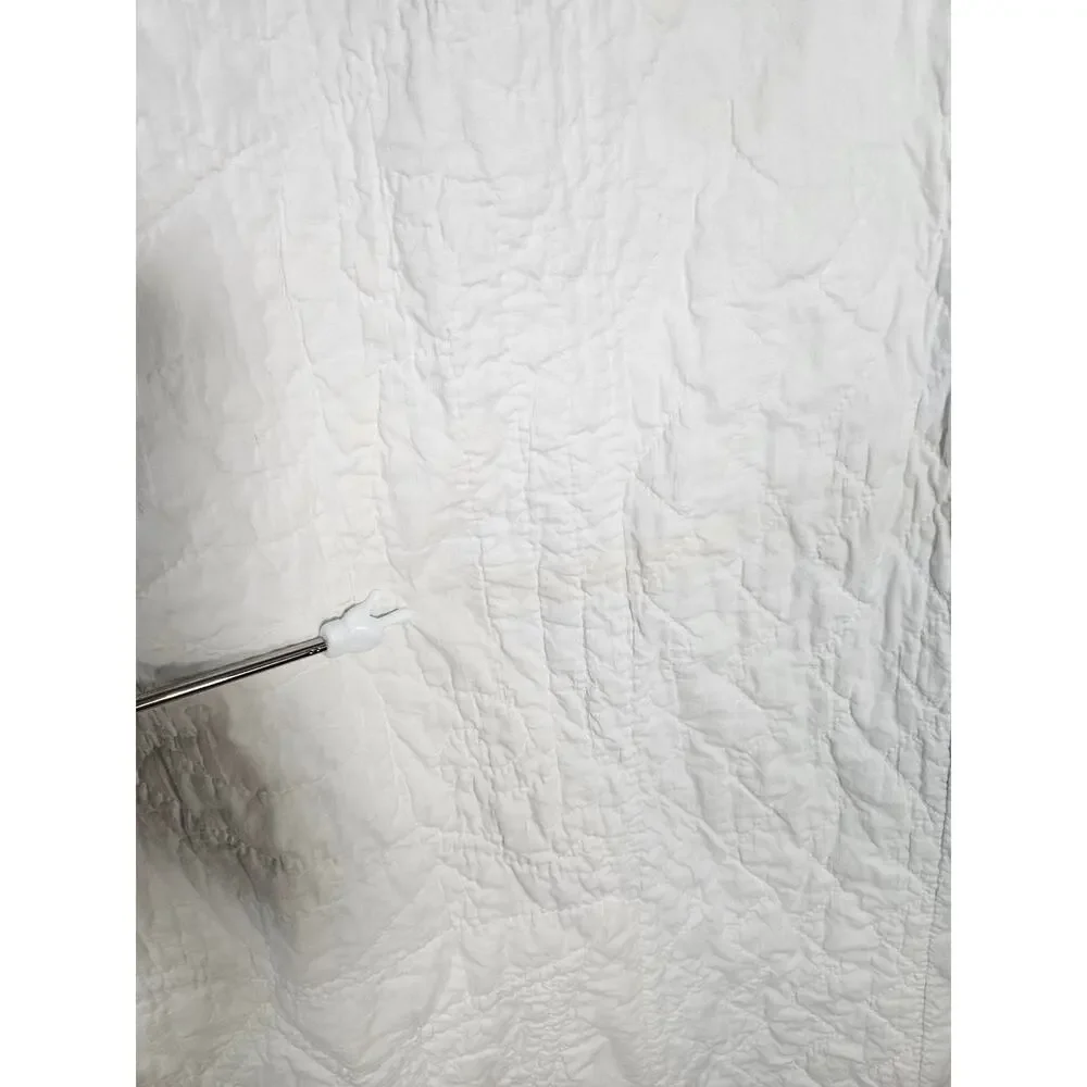 Vintage‎ Handmade Embroidered Starburst Quilt 76x74 Purple White Full Size